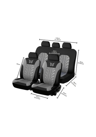 Araba Koltuğu Kılıfı Tam Set, Evrensel Desen Nakış Oto Koltuk Kılıfı Seti Blue 2 Seat As Picture