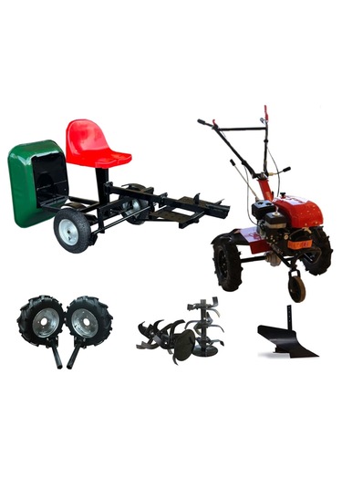 Omega 3+1 Vites 6.5 HP Benzinli Çapa Makinesi - Taşıma Selesi Set