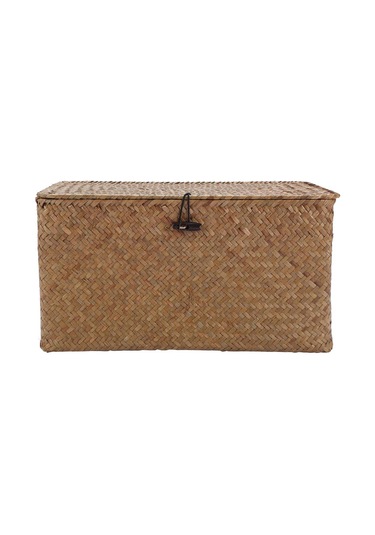 Soulader Doğal Rattan El Örgüsü Kapaklı Organizatör Sepet Makyaj, Çamaşır Ve Mücevher Saklama Kutusu Driftwood Ve Deniz Çayırı Dokuma Dekoratif Depolama Çözümleri Çok Renkli
