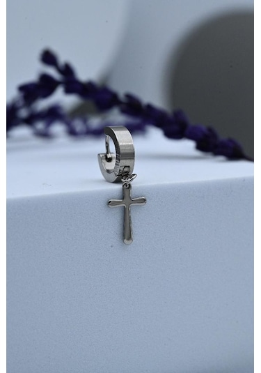 Tükkan Accessories 316l Cerrahi Çelik İğneli Haç Figür Çelik Küpe-çlkgfi19