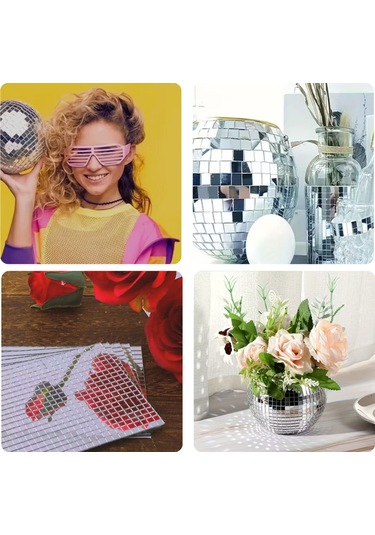 Büro Ev Ofis Etkinik Dekoru İçin 30x30cm Yapışkanlı Kare Silver Cam Mozaik Fayans Aynalı Dekor Panel