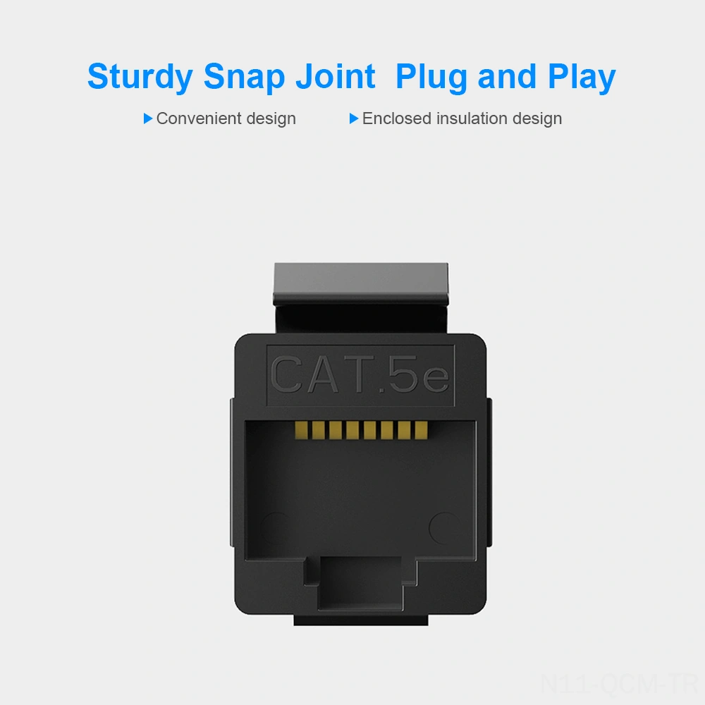 Qingmipy Ventıon Rj45 Ağ Kablosu Çoğaltıcı, Altın Kaplı Pimli Abs Malzeme, Ağ Kablosunu Kolayca Uzatmak İçin Çift Taraflı Bağlayıcı - Siyah