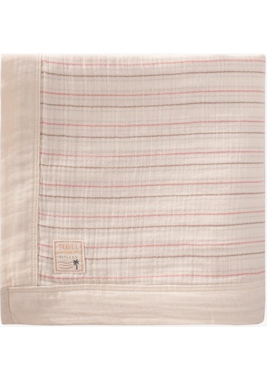 Kalın Biyeli Çift Kat Ham Battaniye 85x90 Cm Kiremit Çizgili Kiremit