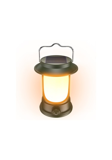 Geeksen Güneş Enerjili Kamp Işığı Taşınabilir Led Çadır Lambası Şarj Edilebilir Kamp Yeşil