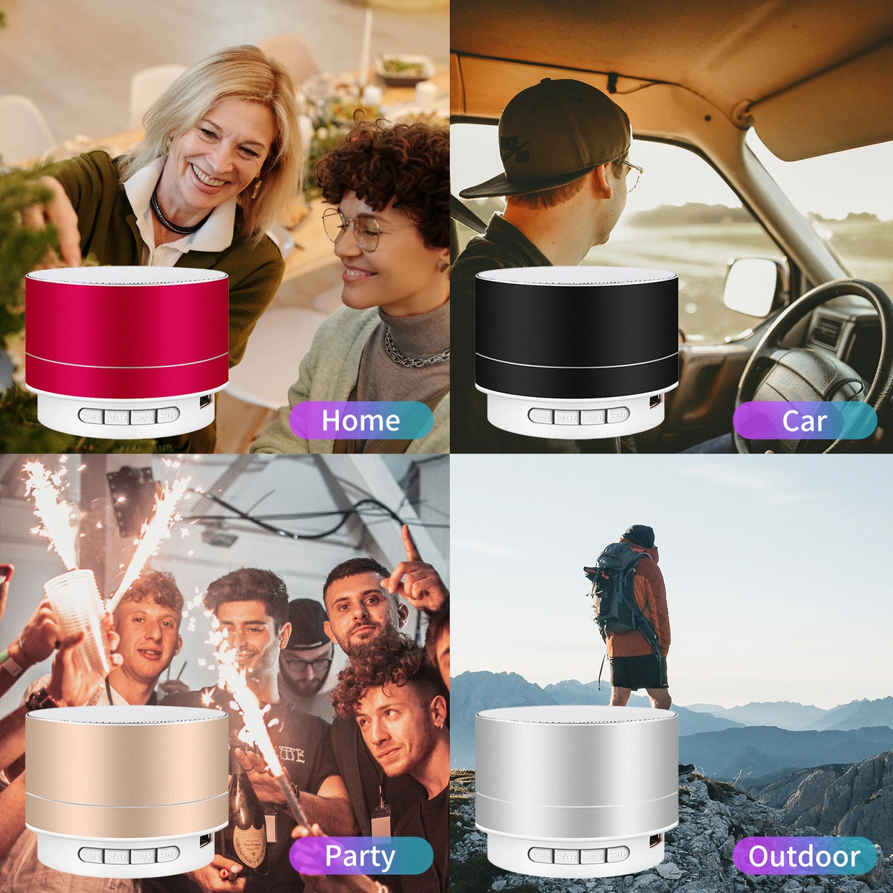 Yuntech01 Kırmızı Mini Bluetooth Hoparlör, 7 Renkli Işıklı, Usb/tf Kart Desteği, Taşınabilir Outdoor Müzik Çalar