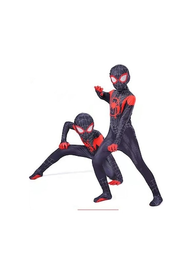 3-12 Yaş Çocuklar Örümcek Adam: Miles Morales Cosplay Kostüm Tulum