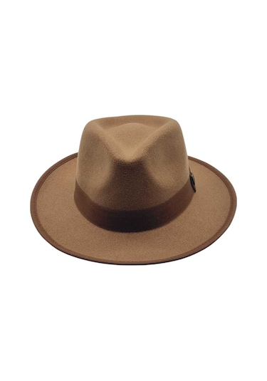 Uniquetrenders Erkek Panama Kaşe Biyeli Fötr Şapka Camel