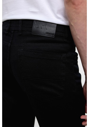 Süvari Siyah Slim Fit 5 Cep Kalıp Armürlü Kanvas Pantolon-35416 Siyah