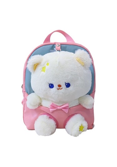 Goldenqian Çocuk Anaokulu Okul Çantaları, Erkek Ve Kız Sırt Çantaları, Sevimli Karikatür Ayı Peluş Bebek Sırt Çantaları Ewmsdb Pembe