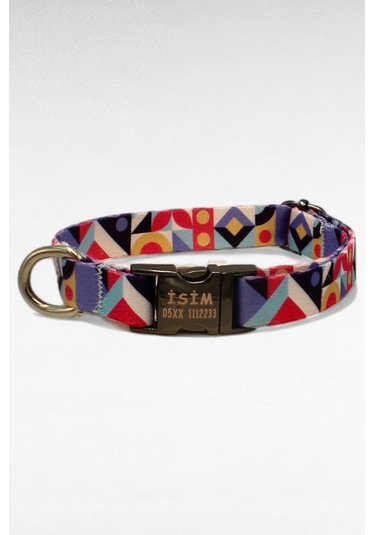 Caramelos İsimli Köpek Tasması, Yavru Köpek Tasması, Küçük Irk Köpek Tasması, Metal Kilit, 1,5 Cm Çok Renkli