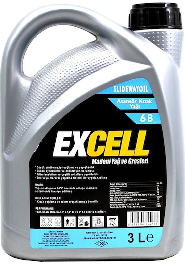 Uberlub Excell Slidewayoil 68 Asansör Kızak Yağı 3 L