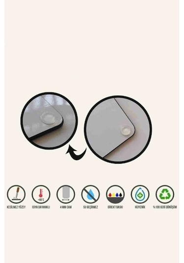 30X40 Cm Buzlu Cam Kesim Tablası