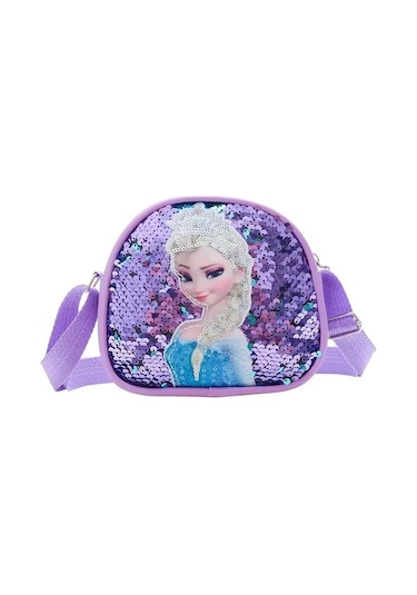 Maoyaya Disney Princess Elsa & Sofia Crossbody Bag - Frozen 2, Karikatür Çocuk Çantası, Omuzdan Askılı, Payetli Kırmızı 20661972gül Fuşya