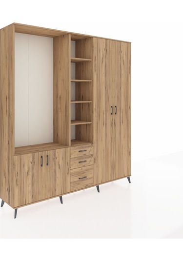 Hyperion Dolap 13 Raflı 3 Çekmeceli 4 Kapaklı 220x44x243 Çam-çam/çam Atlas Çam/atlas Çam