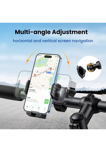 Bisiklet Motosiklet Şok Emme Cep Telefonu Tutucu Yerçekimi Navigasyon Dağı Siyah Siyah