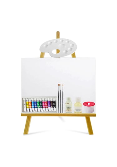 Ekonomik Yağlı Boya Başlangıç Seti 25x35 Cm Tuval Seti Çok Renkli