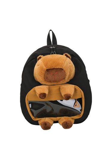 Homyl Capybara Sırt Çantası Doldurulmuş Hayvan Tatil Siyah