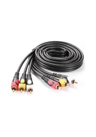 Koodmax - 3rca Erkek To 3 Rca Lale Tos Scart Kompozit Ses Video Av Kablosu - 1.8 Metre