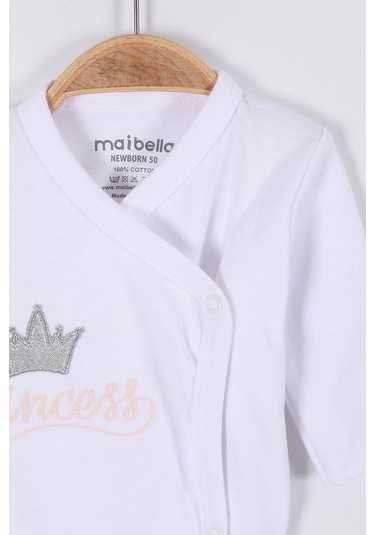 Prenses Desenli Müslin Kız Bebek Hastane Çıkışı Bebek Kıyafetleri Yenidoğan Hastane Çıkış Seti 5 Li Beyaz