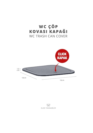 Okyanus Home Antrasit Kare Yedek Çöp Kovası Kapağı Antrasit