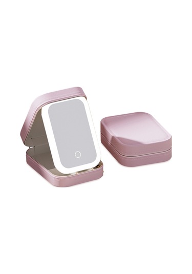 Mufunye Kozmetik Saklama Çantası, Işıklı, Toz Geçirmez Bölmeli, Pembe