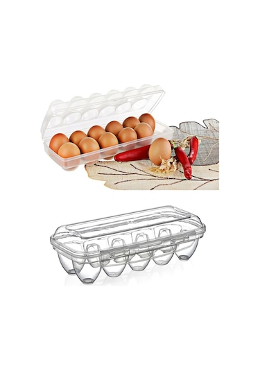 12'Li  Şeffaf  Kapaklı  Kilitli  Yumurta  Saklama  Kabı  Kutusu  Aparatı