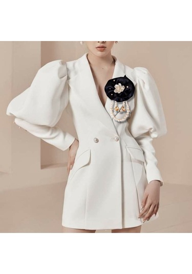 Saten Siyah Gül Broş, Yaka İğnesi, Yaka Çiçeği Siyah