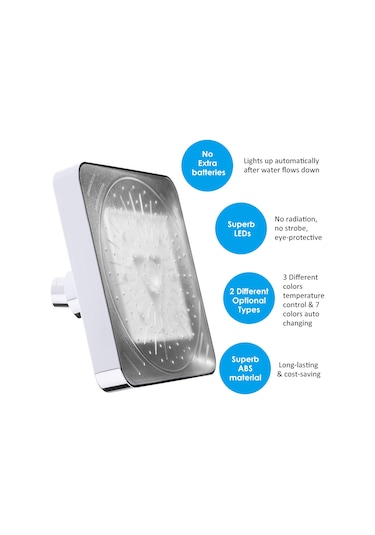 Suofeng 8 Led Renkli Isı Algılama Duş Başlığı - Otomatik Işık Değişimi - Dayanıklı Abs Malzeme Diğer