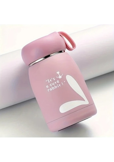 Trendooze Sunshine022 Tavşanlı 11oz Pembe Termos, Hediye Seçimi Pembe