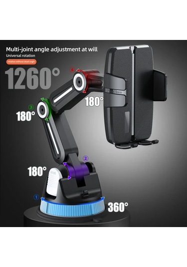 Chuangyinshop Güçlü Emişli Araç Telefon Tutucu - Ayarlanabilir Kol Döner Taban Tüm Telefonlar İçin