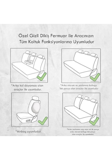 Oto Koltuk Kılıfı Ön Arka Vip Deri&Kumaş Minder Seti 8 Renk (343269614)