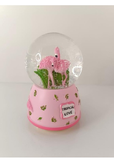 Kar Küresi Işıklı Müzikli Plamingo Tasarımlı Kar Küresi Biblo Seviğili Arkadaş Dogum Ğünü