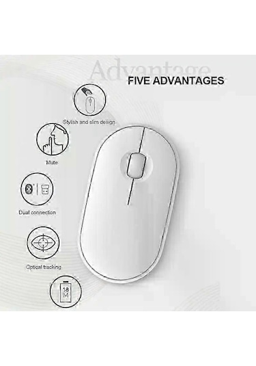 Pebble Mute M350 Bluetooth Çift Modlu Kablosuz Fare 2,4 Ghz Bağlantılı Ofis İçin Çeşitli Stillerde Beyaz