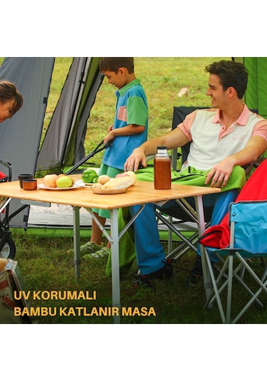 Kingcamp Bamboo L 100x70 Bambu Kamp Masası Çok Renkli