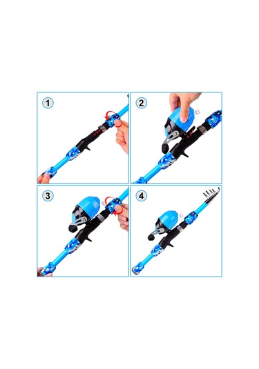 Neevoyu Taşınabilir Deniz Olta Seti - 4 Parçalı Çubuk, Makara, 40m Misina Ve Aksesuarlar Mavi