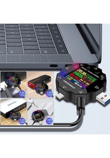 Atorch Ud18 18-arayüz Çok Bağlantı Noktalı Weichuang01 Multimetre Dc5.5 / Usb 3.0 / Tip-c Sıcaklık Güç Akım Test Cihazı Gerilim Dedektörü
