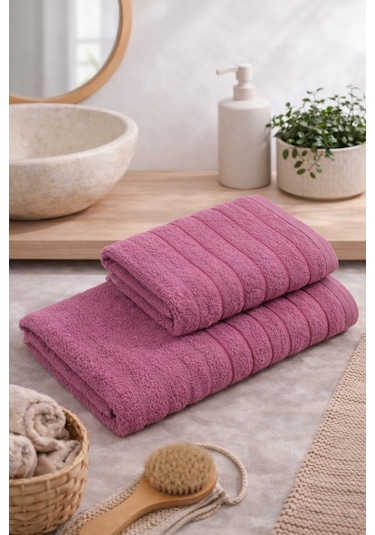 Violeta Model 2'li Banyo Havlu Seti Mürdüm