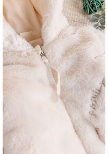 Premium Kalite Peluş Pamuk Penye Astarlı Ayıcık Fiğürlü Kışlık Kız-erkek Bebek Tulum Krem