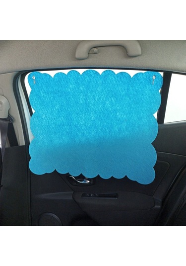 Oto Güneşlik Perdesi Yan Cam Araç Arka Koltuk Emzirme Örtüsü Mavi Keçe Vantuzlu Tutucaklı 1 Adet
