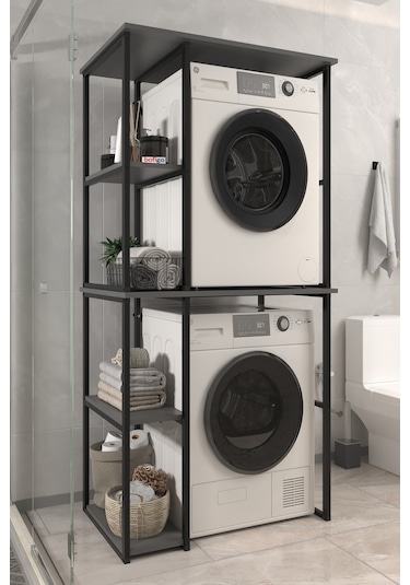 Bofigo Çamaşır Makinesi Dolabı Kurutma Makinesi Dolabı Metal Banyo Dolabı Mısra Antrasit Bofigo Çamaşır Makinesi Dolabı Kurutma Makinesi Dolabı Metal Banyo Dolabı Mısra Antrasit