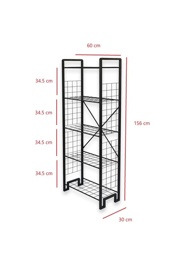 Metal Kitaplık Mutfak Rafı Malzeme Dolabı 5 Raflı Düzenleyici