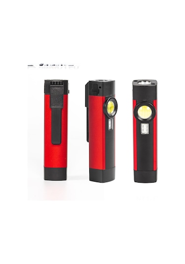 Shineyee Usb Şarjlı Cob Led İş Işığı - 10w Parlak Aydınlatma, Kırmızı Uyarı Işığı, Mıknatıslı Elden Tutulan Tamir Aracı