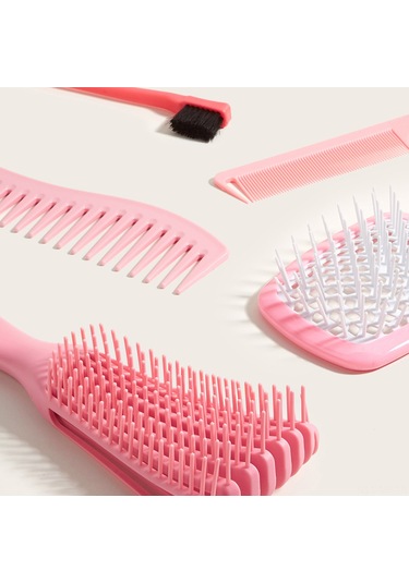 Mufunye Pembe Renkli 5 Parça Saç Şekillendirme Seti Ve Masaj Taranı