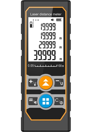 Maiyame Te100 Lazer Ölçüm Cihazı, 100m Mesafe, Açı Sensörlü, Metre/fut/inç Birimleri, Alan/hacim/iki Köşegen Modları Pil Dahil Değil