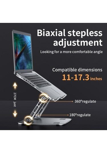 Ebitda Ayarlanabilir Alüminyum Dizüstü Bilgisayar Standı, 11-17,3 İnç, Katlanabilir, Hafif, 88 Lbs Dayanıklı, Soğutucu