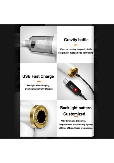 Xiyyadms "120w Kablosuz Led Aydınlatmalı Katlanabilir El Süpürgesi - 9000pa Güçlü Emiş, Araç Ve Ev Kullanımı İçin"