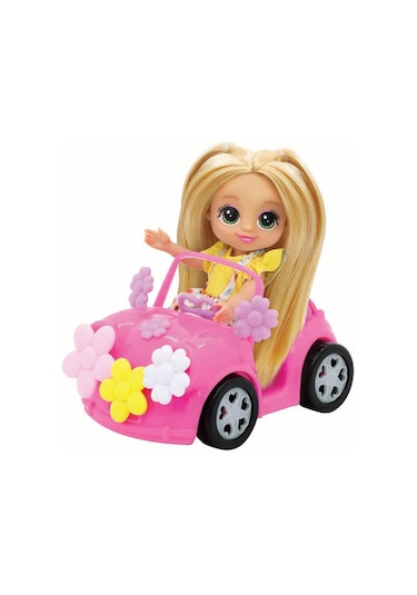 Sunman Oyuncak Bebek Ve Mini Arabası - Fusya Standart