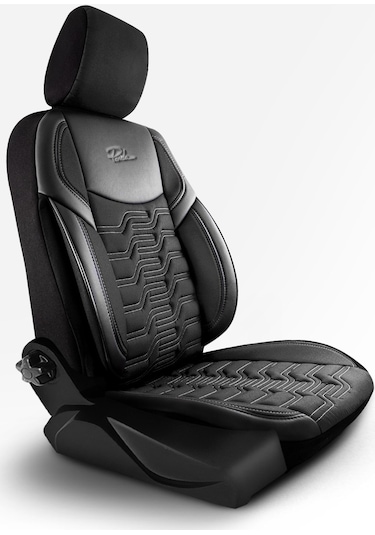Panda Berlin Serisi Jakar Kumaş Oto Koltuk Kılıfı - Siyah - Gri