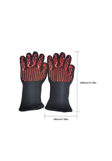 Geeksen Yüksek Sıcaklığa Dayanıklı 500-800 C İki Yönlü Kaymazsız Silikonlı Barbekü Eldiveni - Fırın, Pişirme, Mangal Koruması Çok Renkli