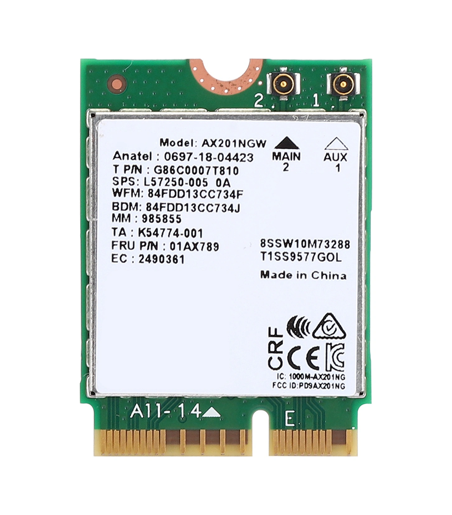 Xiyyadms Ax201ngw M.2 Cnvio2 Wifi6 Ağ Kartı, 2.4gbps 5ghz 160mhz , 574mbps 2.4ghz , Bluetooth 5.0, Mu-mımo, Sadece Windows 10 X64